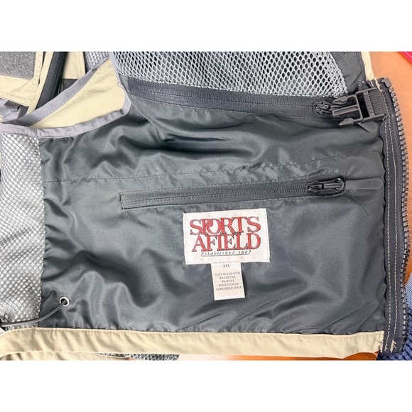 SPORTS AFIELD Fishing Vest Multi Pocket Tan Grey XXL Mens Utility Outdoor - Picture 6 of 11